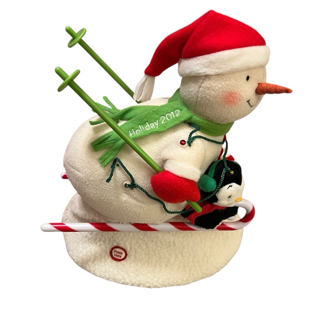 WORKS Hallmark Jingle Pals Swooshin Duo Singing Skiing Snowman Penguin Christmas